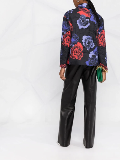 Ferragamo Floral-print Jacket In Black