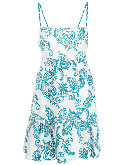 Shop Alice And Olivia Khira Tiered Mini Dress In Blue