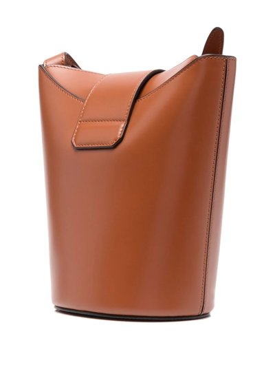 Shop Ferragamo Trifolio Shoulder Bucket Bag In Brown