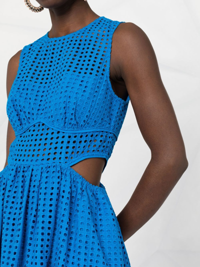 Shop Self-portrait Cut-out Detail Sleeveless Dress In Blue