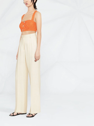 Shop Self-portrait Lace Crop Top In Orange