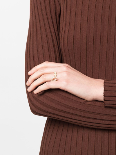 Shop Marni Logo-lettering Ring In Neutrals