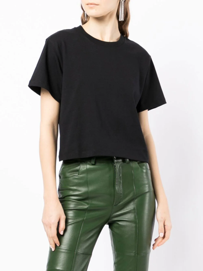 Shop Helmut Lang Short-sleeve Cropped T-shirt In Black
