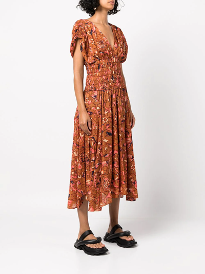 Shop A.l.c Lucia Smocked Dress In Orange