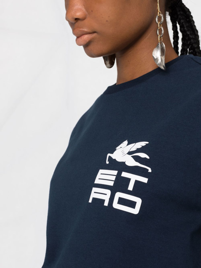 Shop Etro Logo-print Short-sleeve T-shirt In Blue