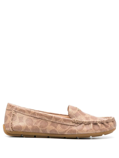Shop Coach Logo-print Slip-on Loafers In Neutrals