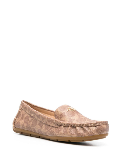 Shop Coach Logo-print Slip-on Loafers In Neutrals