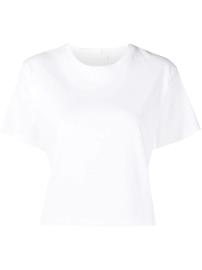 Shop Helmut Lang Cropped Embossed-logo T-shirt In White