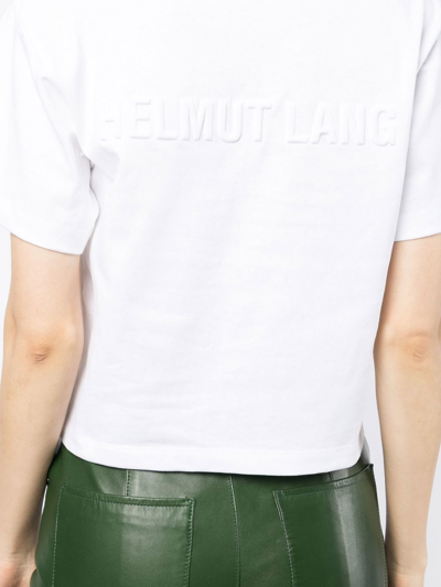 Shop Helmut Lang Cropped Embossed-logo T-shirt In White