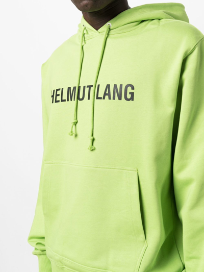 Shop Helmut Lang Logo Print Hoodie In Green