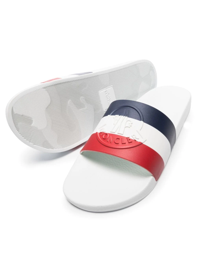 Moncler Basile Embossed Logo Slides In White
