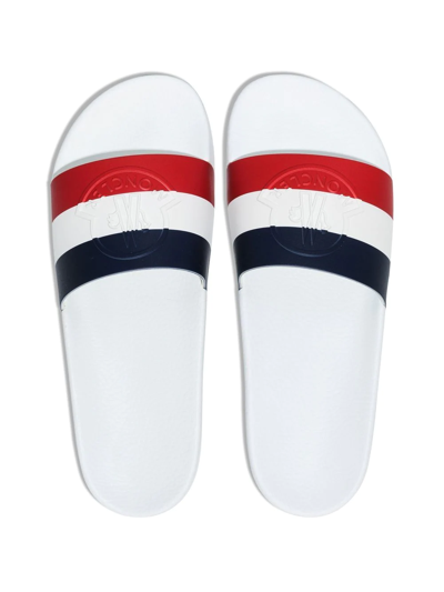 Moncler Basile Embossed Logo Slides In White