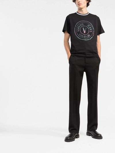 Shop Versace Jeans Couture Logo Print T-shirt In Black