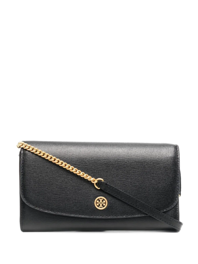 Shop Tory Burch Robinson Chain Wallet In Black