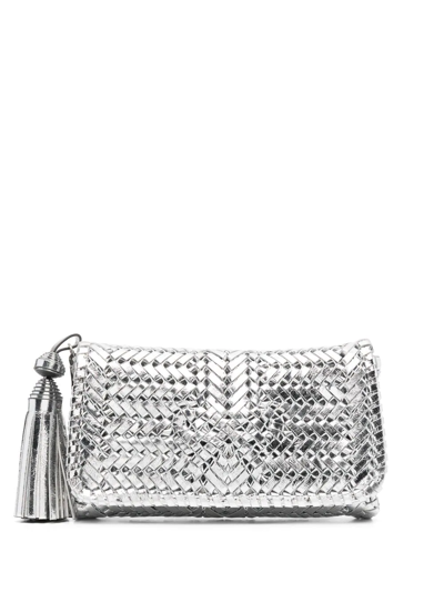 Shop Anya Hindmarch Neeson Leather Clutch Bag In Silver