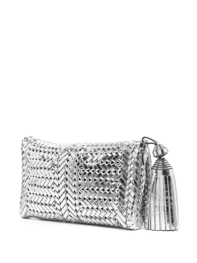 Anya Hindmarch Neeson Leather Clutch Bag In Silver