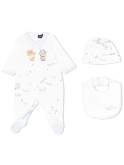 Shop Monnalisa Graphic-print Cotton Babygrow Set In White