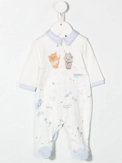 Shop Monnalisa Graphic-print Cotton Babygrow Set In White