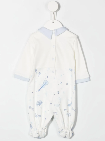 Shop Monnalisa Graphic-print Cotton Babygrow Set In White