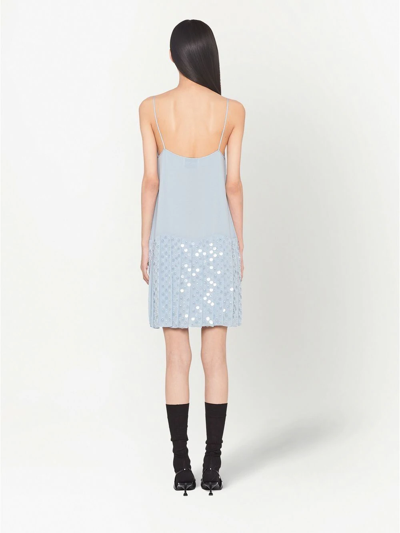 Shop Miu Miu Sequin-embellished Shift Dress In Grey