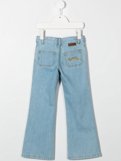 Shop Bonpoint Mid-rise Wide-leg Jeans In Blue