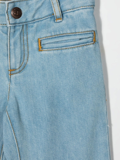 Shop Bonpoint Mid-rise Wide-leg Jeans In Blue