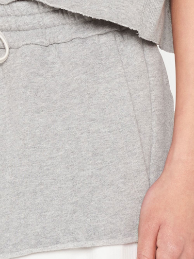Miu Miu Layered-detail Cotton Shorts In Grey