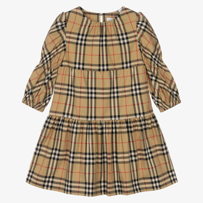 Shop Burberry Girls Beige Vintage Check Dress
