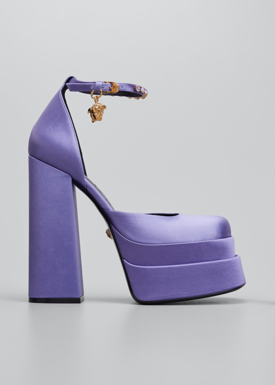 Shop Versace Medusa Aevitas Platform Sandals In Orchid Gold