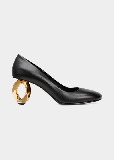 Shop Jw Anderson Leather Chain-heel Pumps In Black