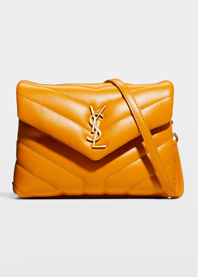 Shop Saint Laurent Loulou Toy Ysl Matelasse Calfskin Envelope Crossbody Bag In Cheddar