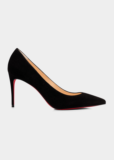 Shop Christian Louboutin Kate 85mm Suede Red Sole Pumps In Black
