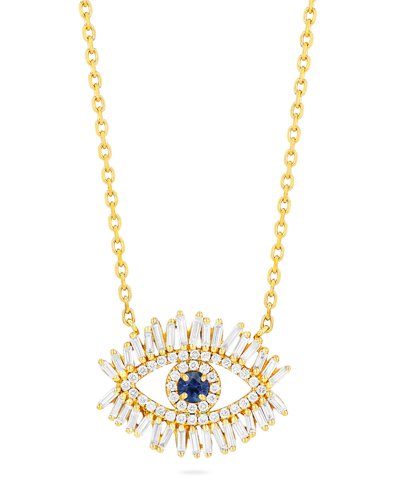 Shop Suzanne Kalan Medium Blue Sapphire Evil Eye Pendant Necklace With Diamonds In Yellow/gold
