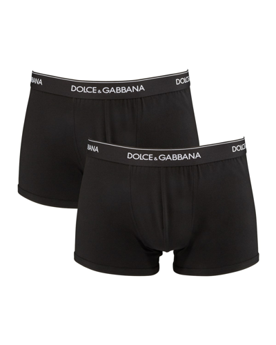 Shop Dolce & Gabbana 2-pack Regular Boxer Briefs In Black