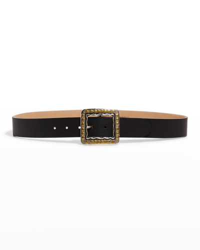 Shop Streets Ahead Antique Square Studded Leather Belt In Gold Silver