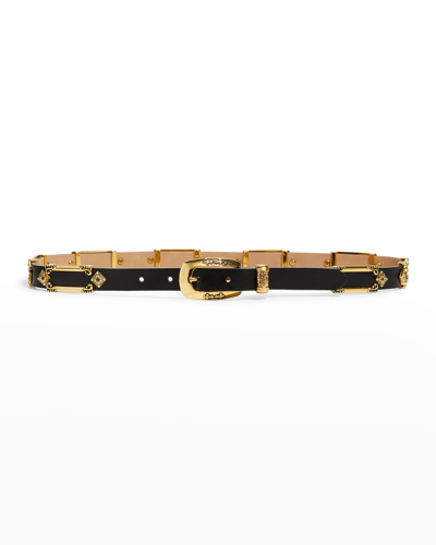 Shop Streets Ahead Antique Leather Skinny Belt In Black Gold