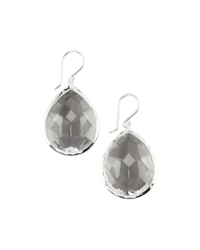 Shop Ippolita Large Teardrop Earrings In Sterling Silver In Clear Quartz