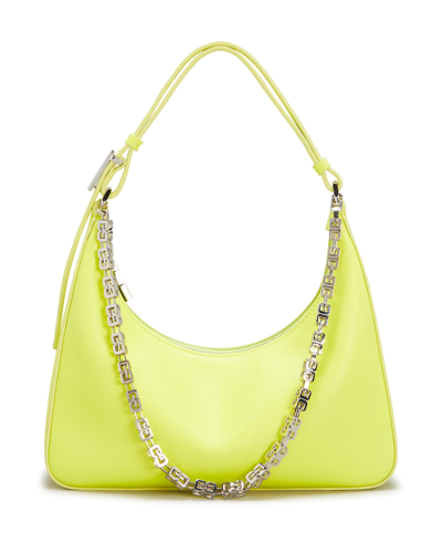 Shop Givenchy Moon Cut-out Calfskin Small Hobo Bag In Fluo Yellow