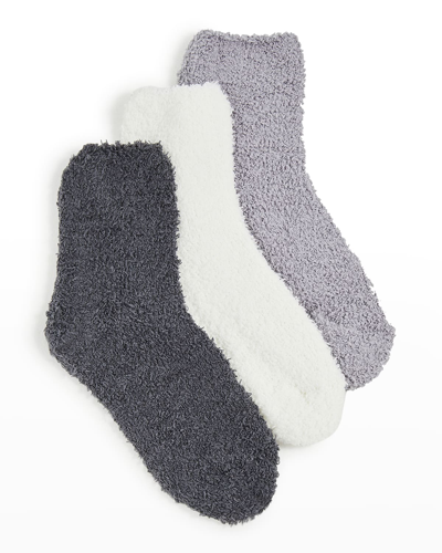Shop Stems Plush Ankle Socks 3-pack In Ivory/grey/charco