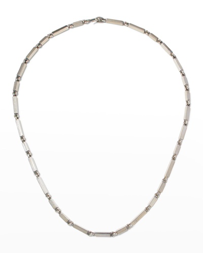 Shop M Cohen Men's Quadrangular Bar Link Necklace In Silver