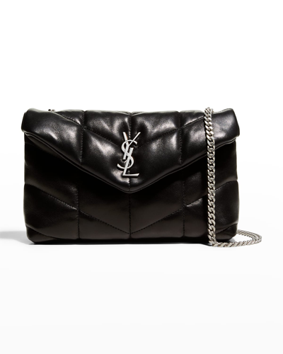Shop Saint Laurent Lou Puffer Toy Ysl Crossbody Bag In Quilted Leather In Noir