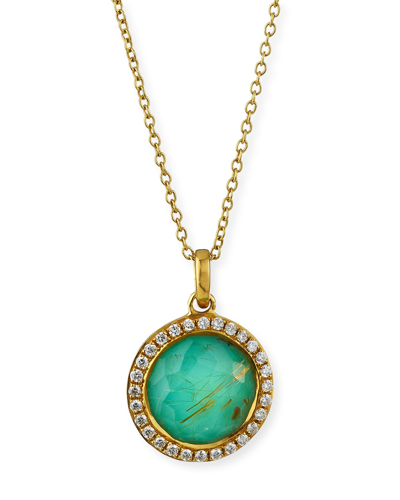 Shop Ippolita Small Pendant Necklace In 18k Gold With Diamonds In Turquoise