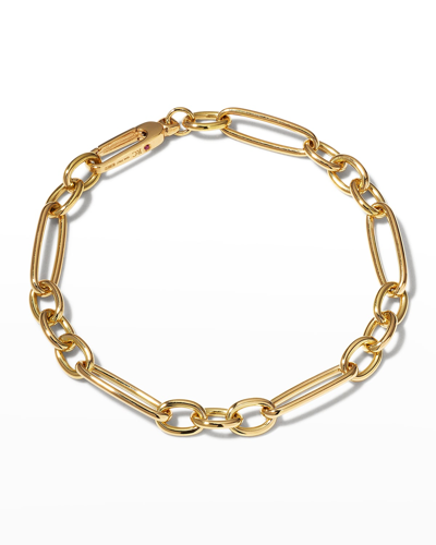 Shop Roberto Coin Yellow Gold Alternating Long And Short Oval Link Bracelet In Yg