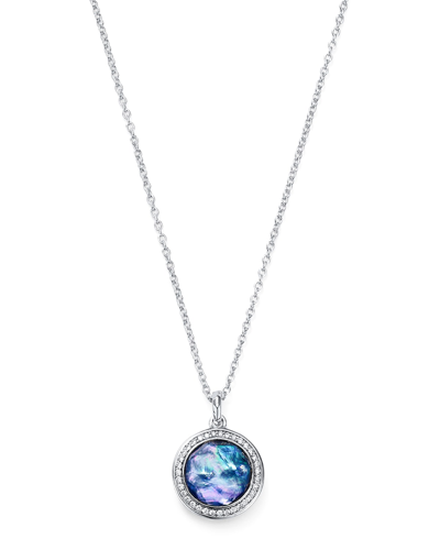 Shop Ippolita Mini Pendant Necklace In Sterling Silver With Diamonds In Lapis Triplet