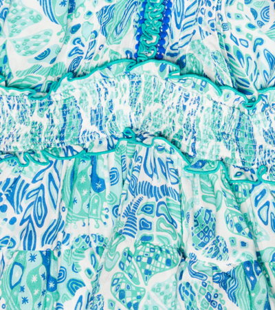 Shop Poupette St Barth Ariel Printed Dress In Aqua Chagal