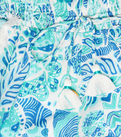 Poupette St Barth Lulu Printed Shorts In Aqua Chagal