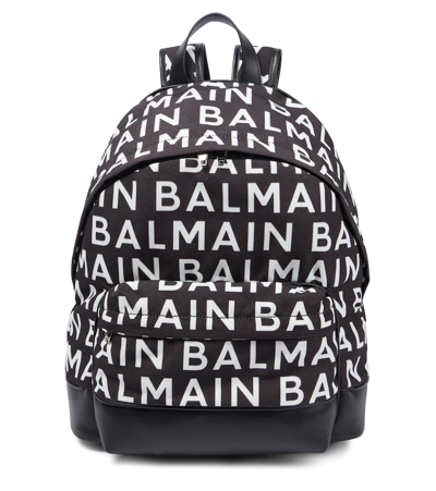 Shop Balmain Logo Backpack In 930bc-nero/bianco