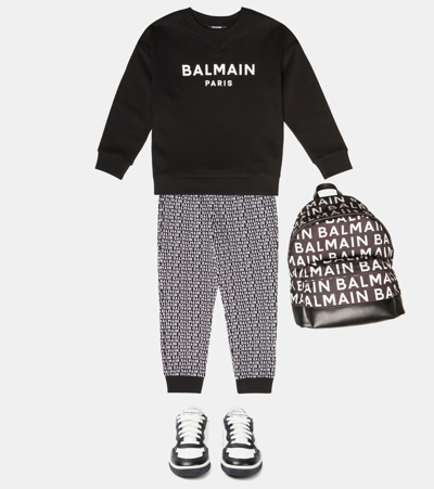 Shop Balmain Logo Backpack In 930bc-nero/bianco