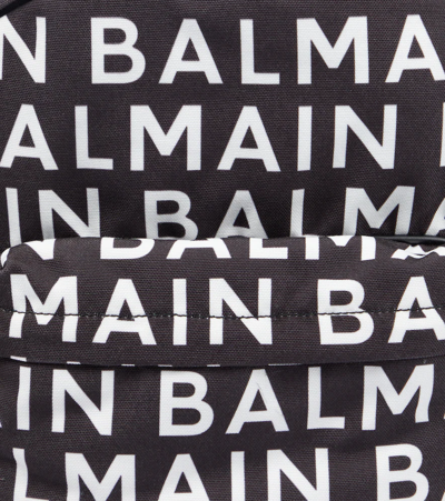 Shop Balmain Logo Backpack In 930bc-nero/bianco