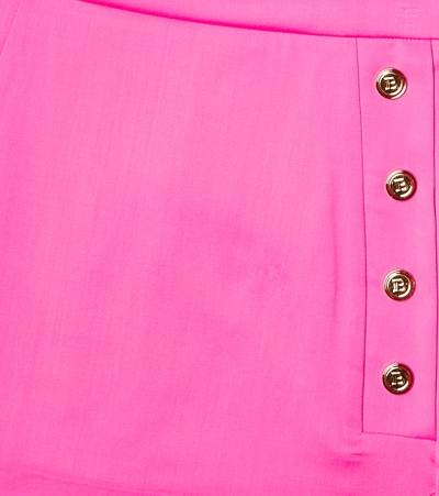 Shop Balmain Wool Skirt In 512-rosa